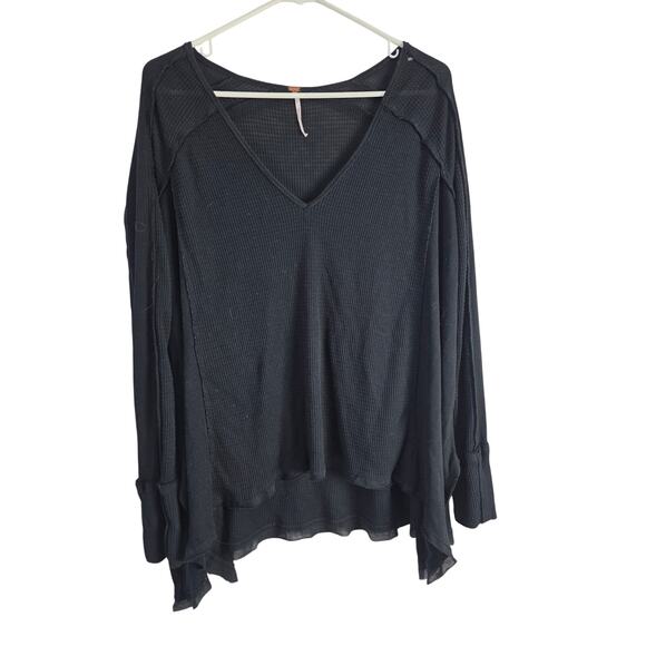 Free People Tops - Free People Ribbed Long Sleeve Shirt S Womens Black Pullover Basic Stretchy‎